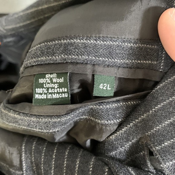 J Crew Men's Gray Pinstripe Wool Legacy 3 Button Blazer Jacket Sportcoat 42L EUC - Picture 9 of 9